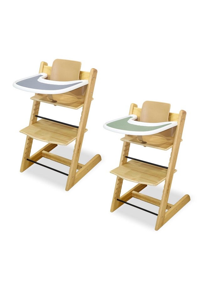 LLHQAMT Tripp Trapp Placemat, 4-Piece Silicone Set - Clean & Hygienic Tray Cover for Tripp Trapp High Chair (Pink+Grey+Khaki+Green) - Image 1