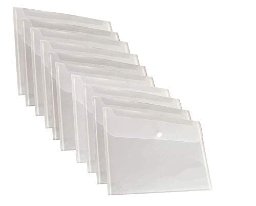 CAMPIO A4 Legal Side Opening Document File Bag,Transparent Envelope Holder Storage Case, Snap Button Organizer, My Clear Plastic Container White - Multipurpose (Pack of 50) - Image 1