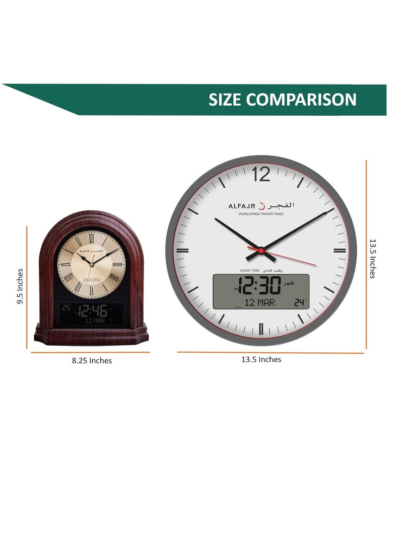 Al Fajr Alfajr Large Round Wall Ana-Digi Automatic Azan Athan Prayer Clock Qibla Muslim CR-23  - Image 4