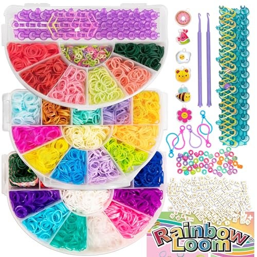 Rainbow Loom 6000 Bands Mighty Rainbow Case with 2 Mighty Looms 6 Cutetique Charms 50 Beads DIY Bracelet Jewelry Making Kit for Kids 7 - Image 1