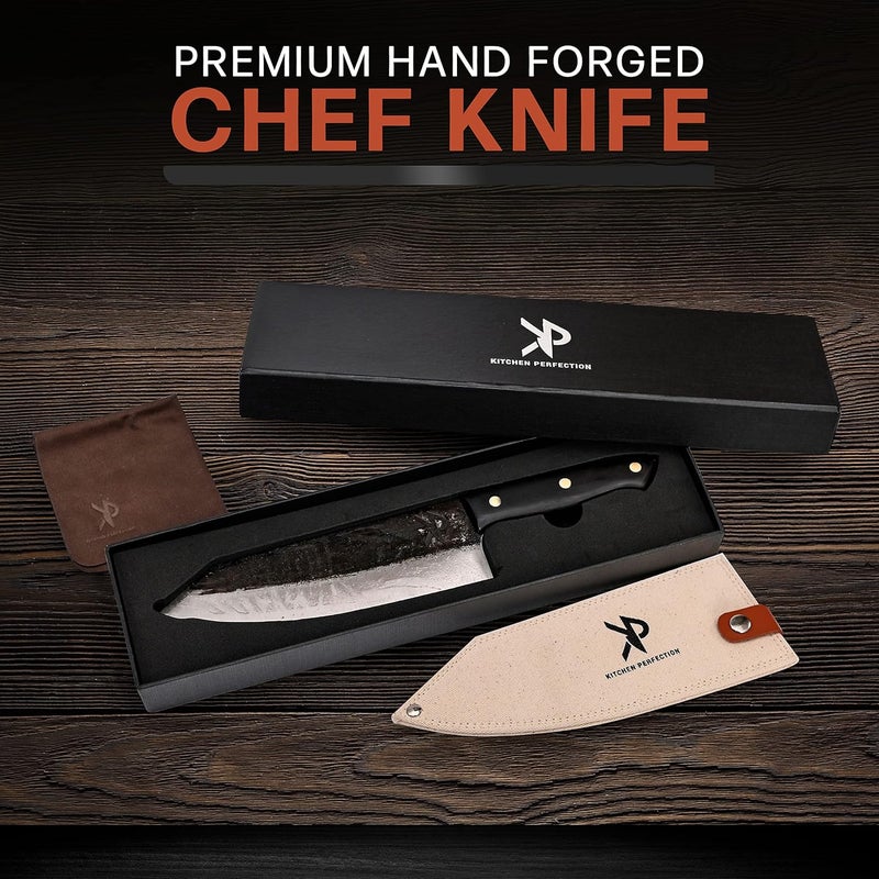 Kitchen perfection Handmade Chefs Carving Knife For Meat Cutting- Extremely Sharp Cooking Knife 8 Inch -Hand Sharpen Best Gift For Men - High Carbon Steel w/Canvas Sheath - Image 4