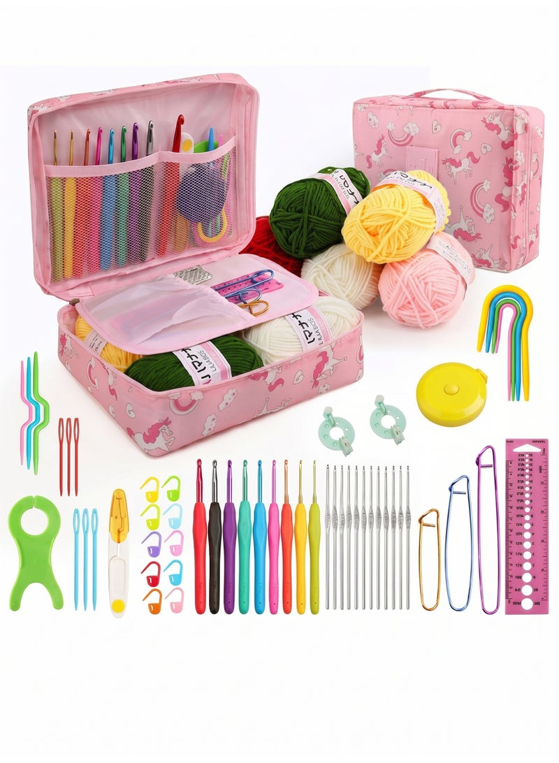 Super ZYouth 59PCS Crochet Kit with Yarn Balls & Ergonomic Hooks, Beginner Crochet Set with Tote Bag & DIY Accessories - Image 1