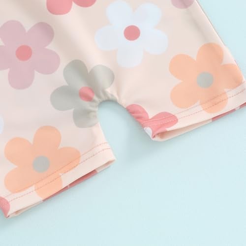 Socutebabe Toddler Infant Baby Boys Girl Swimsuit Kids Rash Guard One Piece Newborn Zipper Bathing Suit Swimwear with Hat (B-Floral Pink,6-12 Months) - Image 5