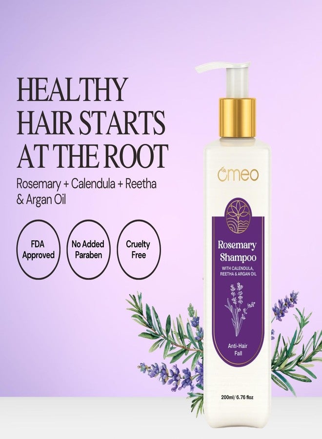 Omeo Rosemary Anti-Hair Fall Shampoo 200ml | Advance Hair Growth Homeopathy Formula | With Rosemary, Argan Oil, Reetha, Shikakai, Peppermint & Thuja Extract | Reduces Hair Loss, Breakage, Frizz Free & Nourished Scalp | All Type Hairs | For Men & Women - Image 3