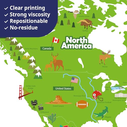 Decowall ديكوول DLT-1616N ملصقات جدارية ملونة لخريطة العالم للأطفال ملصقات حائط قابلة للإزالة واللصق لغرفة الأطفال وغرفة النوم وغرفة المعيشة (كبير جداً) - Image 4