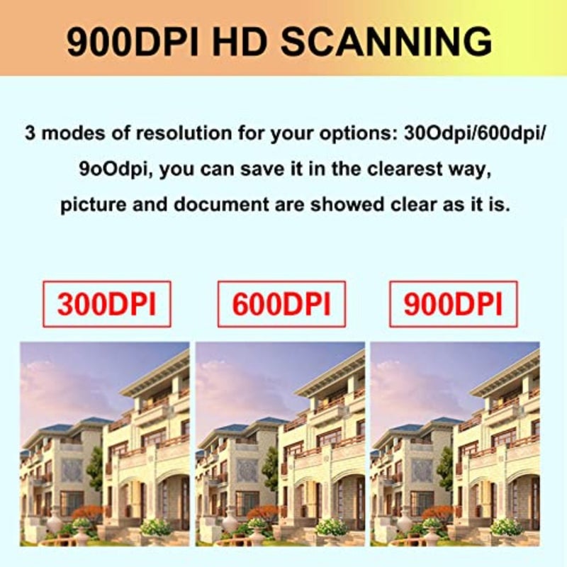 Portable Handheld Scanner Included 16G SD Card, Wand Scanner for A4 Documents Pictures Pages Texts Receipts Books Up to 900DPI, JPG/PDF Format Selection, Uploads Via USB Cable, No Driver - Image 4