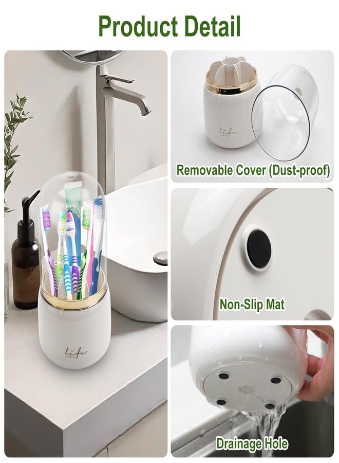 EEEKit Toothbrush Holder with Lid, 360° Rotating 7-Slot Organizer for Bathroom Countertop, Toothpaste Stand and Storage Rack - Image 5