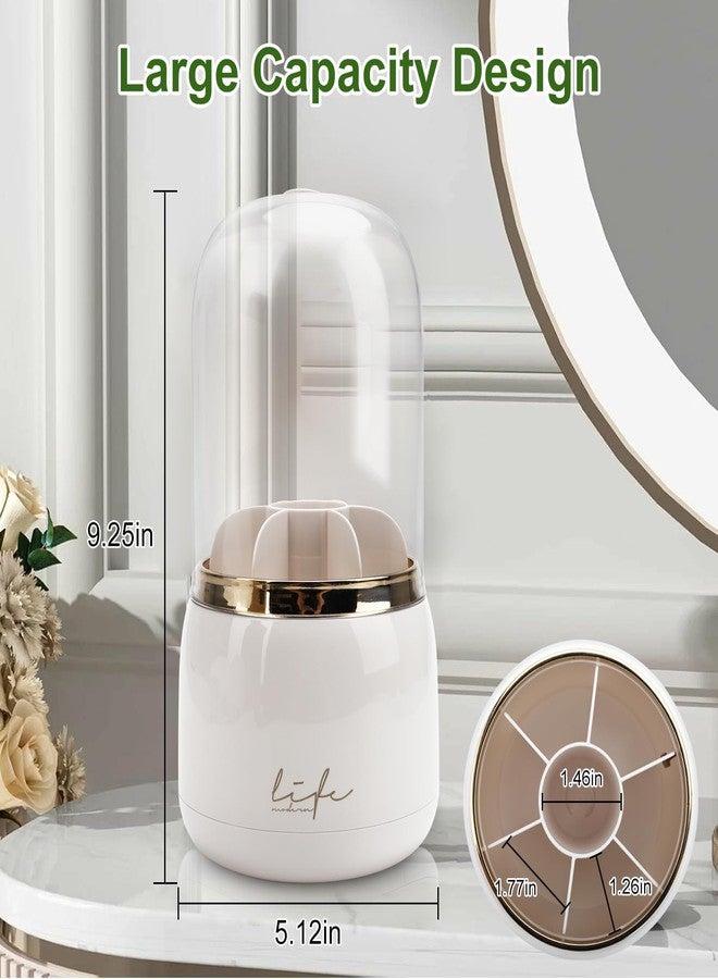 EEEKit Toothbrush Holder with Lid, 360° Rotating 7-Slot Organizer for Bathroom Countertop, Toothpaste Stand and Storage Rack - Image 3