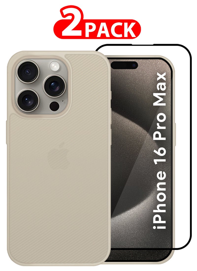 CATANES ( for iPhone 16 Pro Max )2Packs, Case Air Skin Line Design Back Cover Sturdy Durable Ultra-Thin Case Drop Protection Cover Clear with Shock Proof Screen Protector-  Light Pink  - Image 1