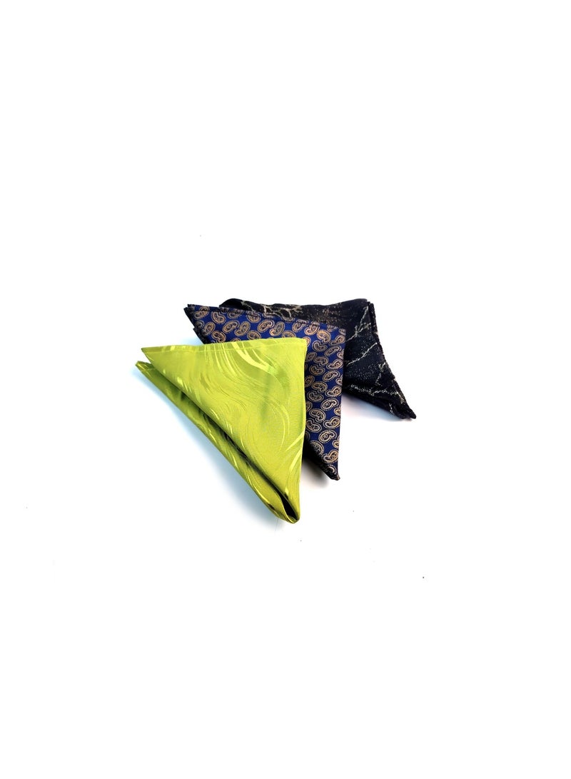 Suit Pocket Square Set in Modern Designs and Colors (3 Pieces)