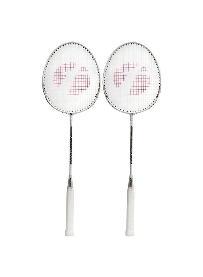 Feroc Energy 440 Aluminum Set of 2 Badminton Racket with 3 Pieces Feather shuttles with 2 Cover (White) - Image 2