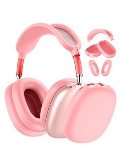 Generic Suitable For Airpodsmax Silicone Cover Headset Protective Cover For Apple Airpodsmax Earphone Case-Color:Silicone*light Pink 3-piece Set (headband Cover*1+shell Cover*1 Pair+ear Cushion Cover*1 Pair)-Applicable Models:Universal For Airpods Max 1/2 Generation  - Image 1