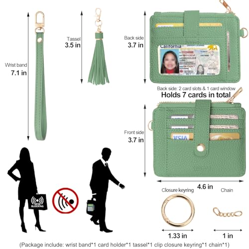 COOLANS Wristlet Bracelet Keychain Card Holder Card Pocket PU Leather Purse Tassel Keychain Bangle Key Ring for Women Girls (Silicone Bead Bracelet+Card Purse (Brown Leopard)) - Image 2
