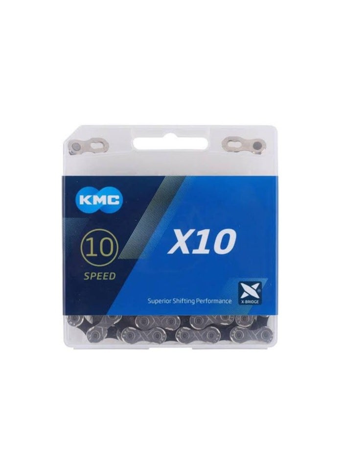 KMC KMC chain X10  116 links 1/2"x11/128" | Compatibility: SHIMANO, Campagnolo and SRAM 10 speed drivetrain systems | 1x10 , 2x10 , 3x10 for mountain bike , road bike , off road , down hill  - Image 1