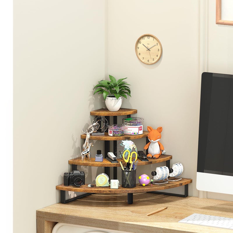 ELITEROO Tiered Display Stand, Wooden Display Risers, 4 Tier Display Shelf for Vendors Retail Craft Show Market, Table Top Display Rack for Cupcakes Perfume Figures Candles Makeup, Curved Corner - Image 5