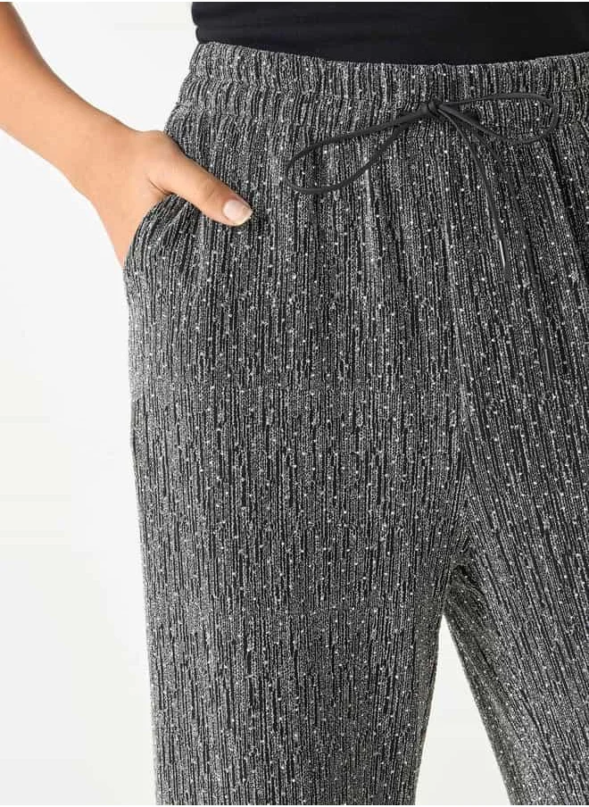 2Xtremz 2Xtremz Textured Wide Leg Pants with Drawstring Closure
