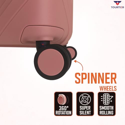 TOURTIER Hard-Shell Luggage Trolley Bag with 360° Spinner Wheels, Large Capacity Travel Carry-On Suitcase (Style-2, BABYPINK, 20" 24" 28") - Image 3