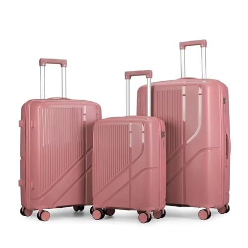 TOURTIER Hard-Shell Luggage Trolley Bag with 360° Spinner Wheels, Large Capacity Travel Carry-On Suitcase (Style-2, BABYPINK, 20" 24" 28") - Image 1