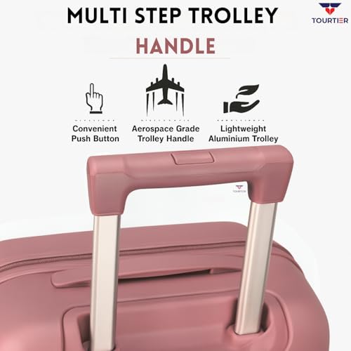 TOURTIER Hard-Shell Luggage Trolley Bag with 360° Spinner Wheels, Large Capacity Travel Carry-On Suitcase (Style-2, BABYPINK, 20" 24" 28") - Image 4