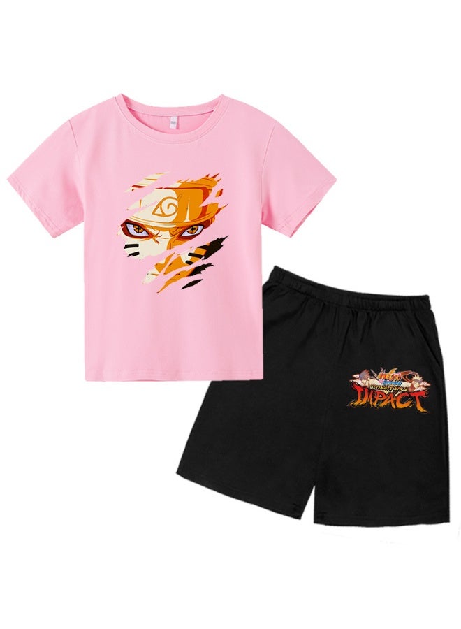 KUYING New Naruto Short T-shirt Shorts Two-Piece Set 