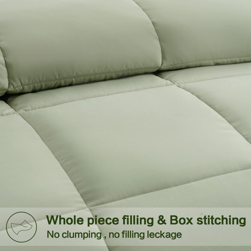 EASELAND Queen Size Down Alternative Comforter - Quilted Duvet Insert for All Seasons, Soft Lightweight with Corner Tabs, Summer Winter Warm Bedding, Sage Green 88Ã—88 Inches - Image 3