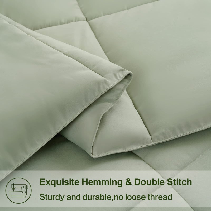 EASELAND Queen Size Down Alternative Comforter - Quilted Duvet Insert for All Seasons, Soft Lightweight with Corner Tabs, Summer Winter Warm Bedding, Sage Green 88Ã—88 Inches - Image 5