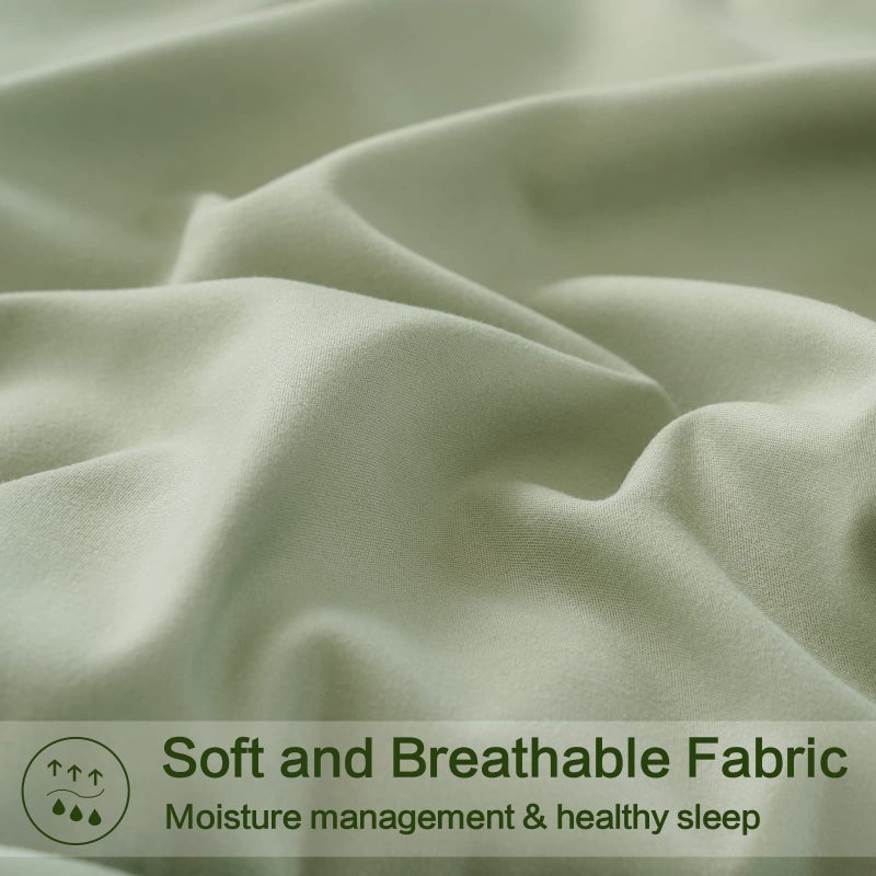EASELAND Queen Size Down Alternative Comforter - Quilted Duvet Insert for All Seasons, Soft Lightweight with Corner Tabs, Summer Winter Warm Bedding, Sage Green 88Ã—88 Inches - Image 4