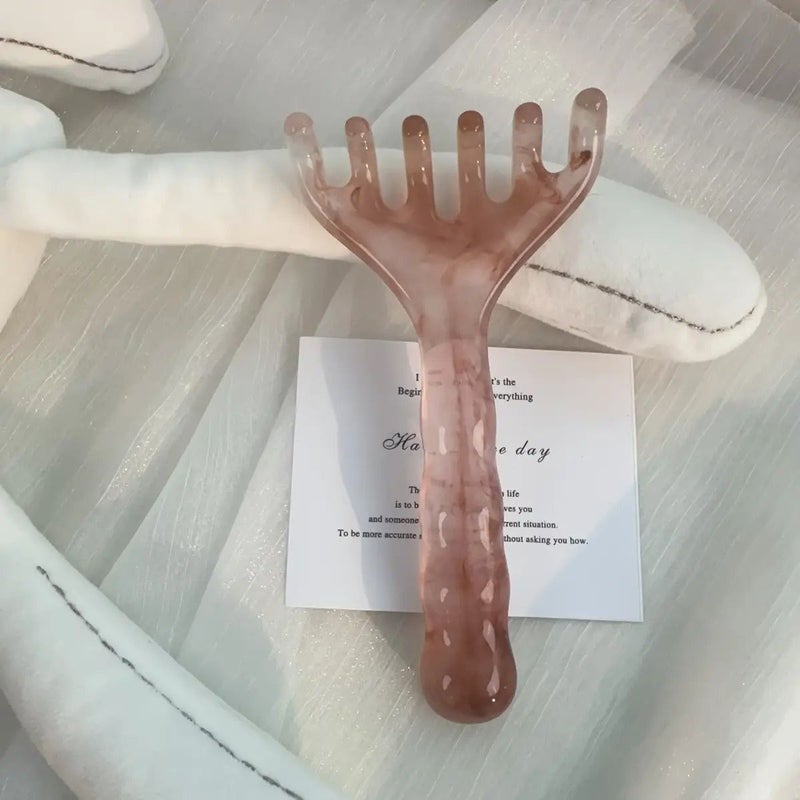 Pink Meridian Massage Comb Scalp Scratching Acupressure Tool - Image 4