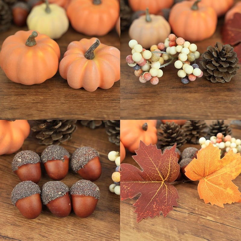 Ghrdopy 22 PCS Pumpkin Decor - Fall Decorations Plastic Pumpkins for Autumn Decorating Kit Halloween Thanksgiving Party Supplies - Image 4