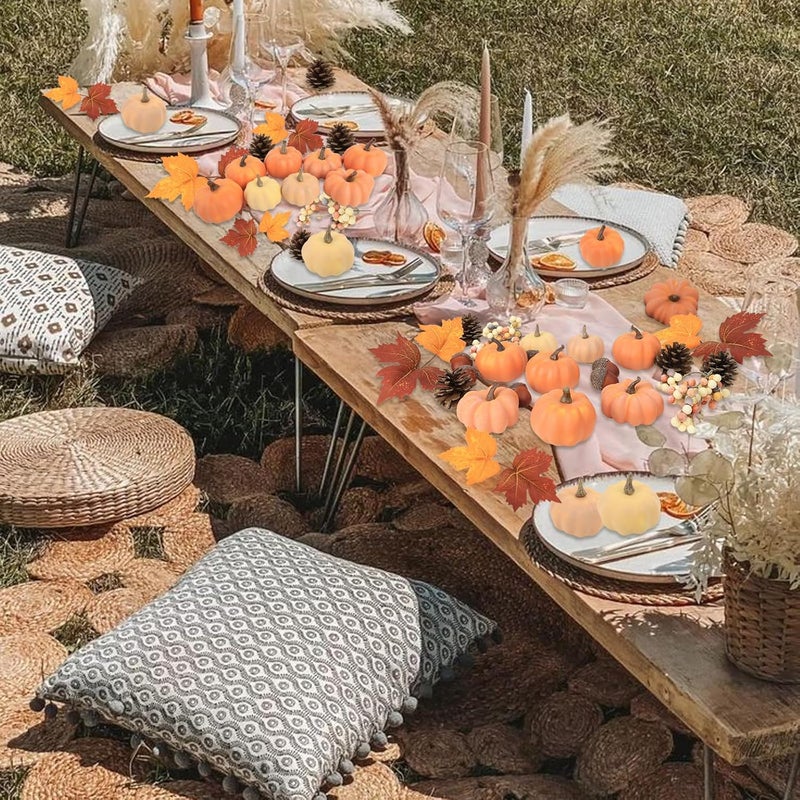 Ghrdopy 22 PCS Pumpkin Decor - Fall Decorations Plastic Pumpkins for Autumn Decorating Kit Halloween Thanksgiving Party Supplies - Image 5