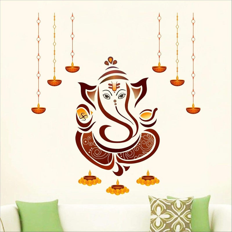 ARS 'Shree Ganesh - Ganesha - Ganpathi Colourful Vinyl Wall Sticker' -SM1046 (Multicolour - 85cm X 80 cm ) - Image 1