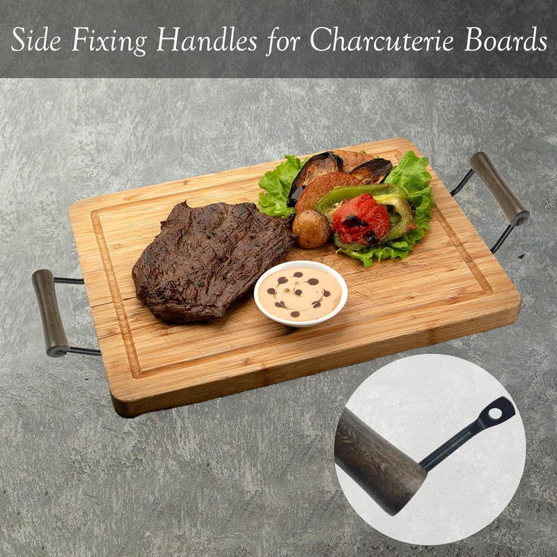 Yuqim 4 Pack Serving Tray Handles Wood Cutting Board Metal Side Fixing Handles for Charcuterie Boards Kitchen Trays Dinner Plates - Image 4