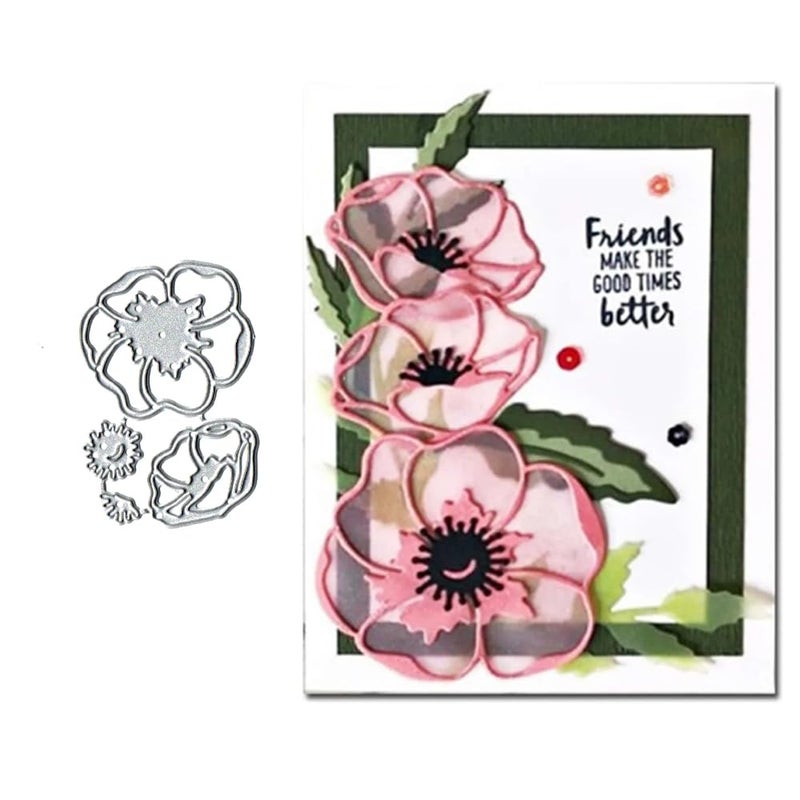 3D Flower Metal Die Cuts 3D Flower Frame Metal Cutting Dies Cut Stencils Card Paper Craft DIY Template Metal Cutting Dies Album Embossing Paper Dies for Card Making Scrapbooking
