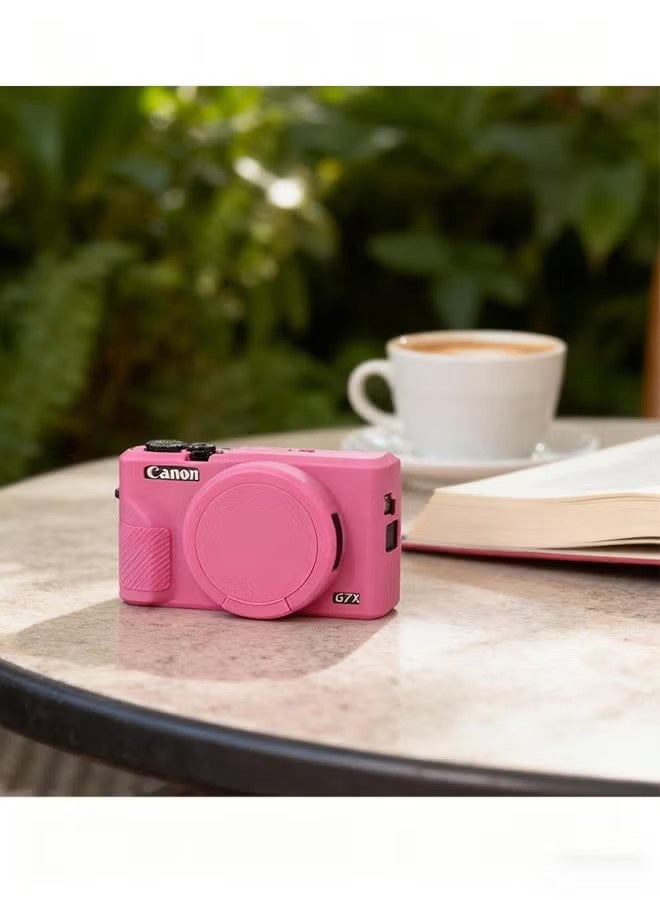 YJ Silicone Case with a Tempered Glass Screen Protectorfor Canon Powershot G7X Mark III Digital Camera Soft Silicone Protective Cover with Removable Lens Cover Anti Slip Anti Scratch Magenta - Image 5