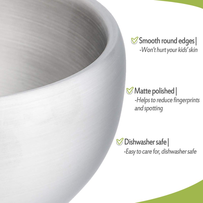 HaWare Heavy 18/8(304) Stainless Steel Bowls(Double Walled), 12 oz Kids Toddlers Feeding/Soup/Snacks Bowls, Unbreakable and Dishwasher Safe(4 Pack) - Image 3