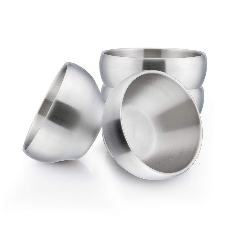 HaWare Heavy 18/8(304) Stainless Steel Bowls(Double Walled), 12 oz Kids Toddlers Feeding/Soup/Snacks Bowls, Unbreakable and Dishwasher Safe(4 Pack) - Image 1