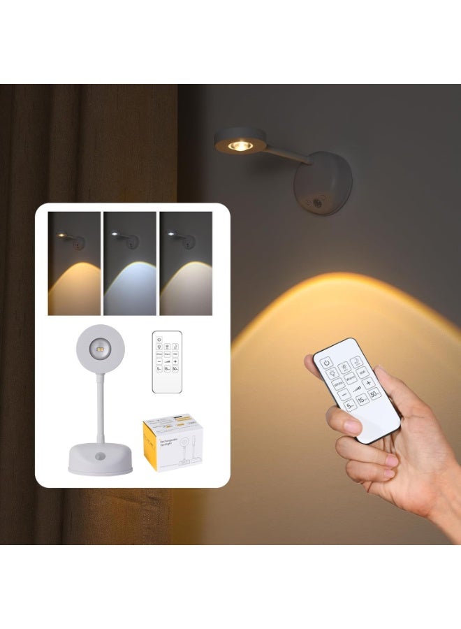 Motion Sensor Wall Light, Premium Display Light, Battery Powered Rechargeable Picture Light, Wireless Wall Light with Remote Control, Dimmable, 3 Colors, Memory and Timer Function, Art Display Spotlight for Picture Art Portrait Wall Decor - Image 1
