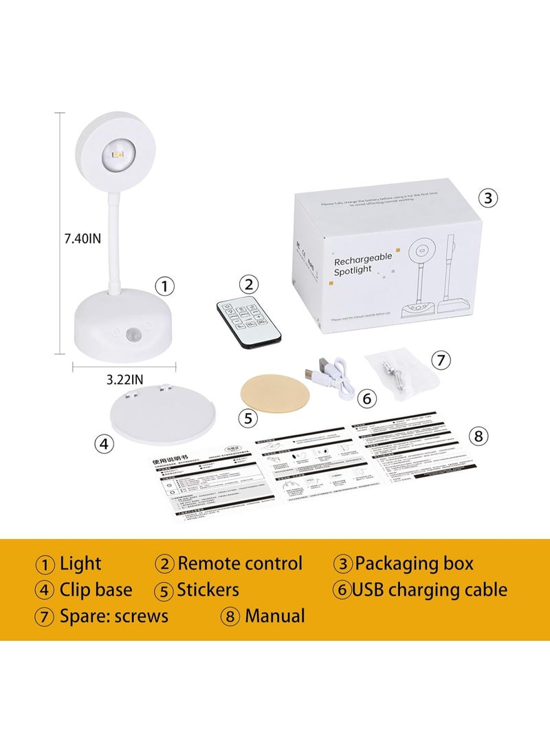 Motion Sensor Wall Light, Premium Display Light, Battery Powered Rechargeable Picture Light, Wireless Wall Light with Remote Control, Dimmable, 3 Colors, Memory and Timer Function, Art Display Spotlight for Picture Art Portrait Wall Decor - Image 3