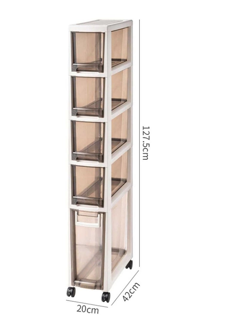 Living - Narrow Storage Drawers Kitchen Crevice Storage Cabinet Bathroom Multi-layer Drawer Side Cabinet Narrow Gap Storage Cabinet - Image 1