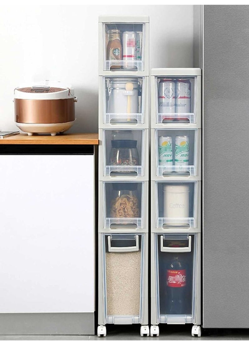 Living - Narrow Storage Drawers Kitchen Crevice Storage Cabinet Bathroom Multi-layer Drawer Side Cabinet Narrow Gap Storage Cabinet - Image 1