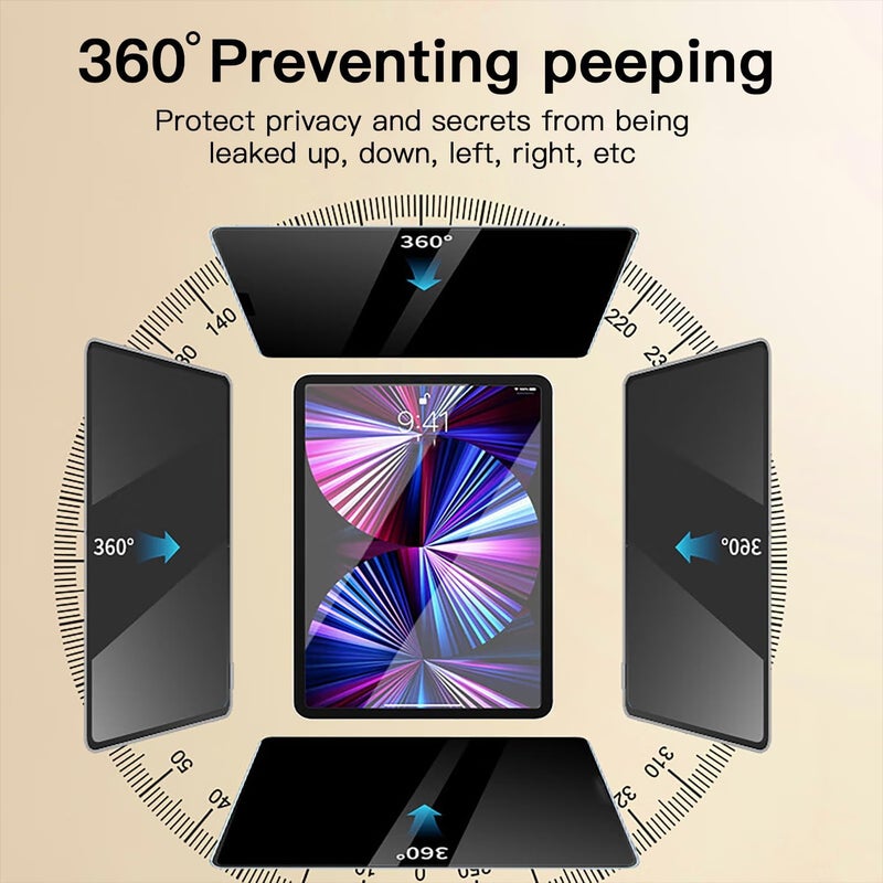 Halloive 360° Privacy Screen Protector for iPad Air 13 Inch M2 (2024 Model,6th Generation), Privacy Screen Filter Compatible iPad Air 13 Inch 2024 with Anti Blue Light Anti-Spy - Image 2