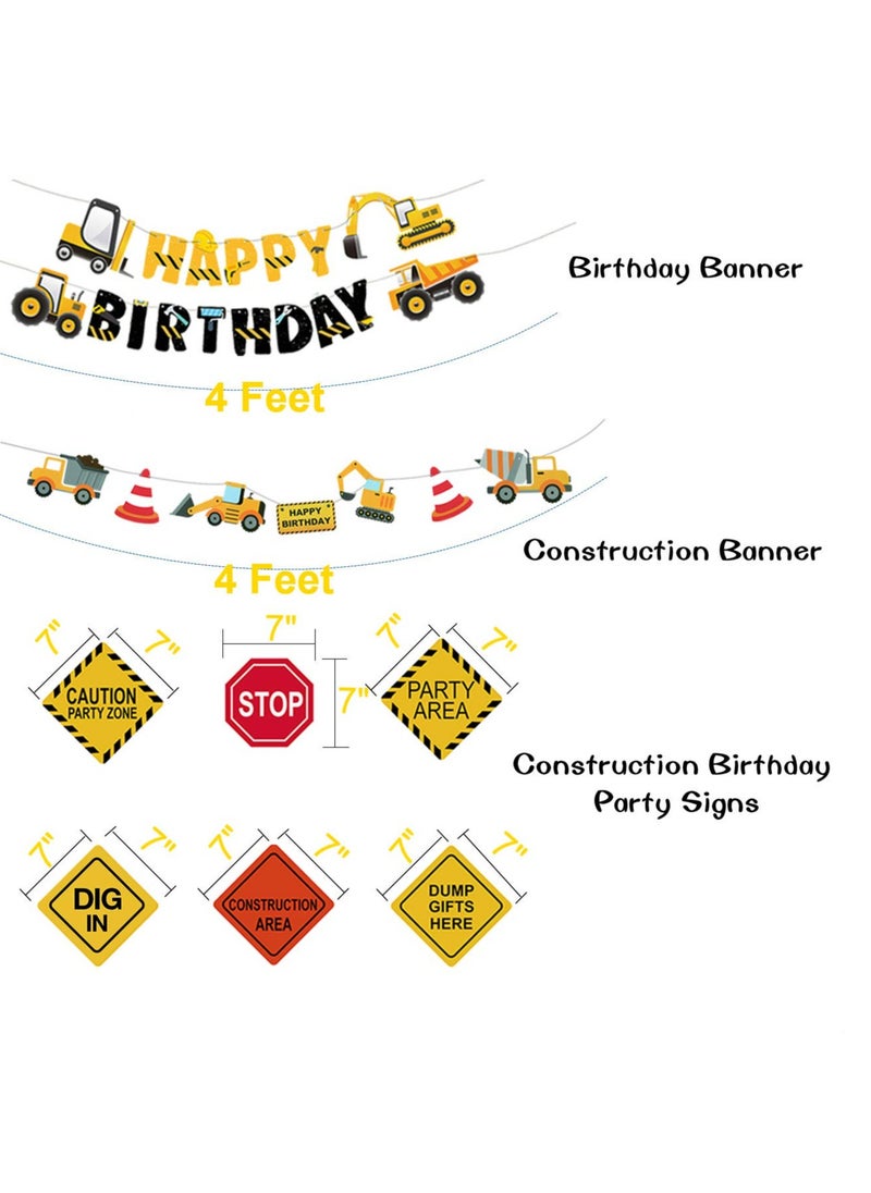 Captaintech Construction Theme Birthday Party Supplies with Dump Truck Decorations and Balloons for Kids  - Image 3