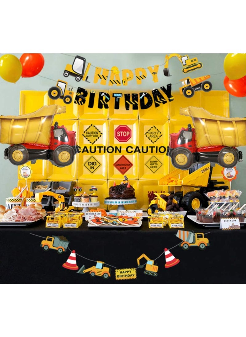Captaintech Construction Theme Birthday Party Supplies with Dump Truck Decorations and Balloons for Kids  - Image 5