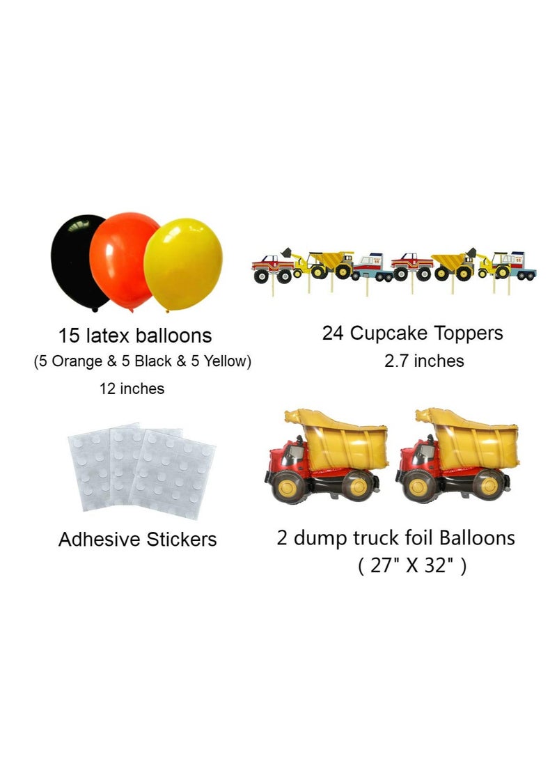 Captaintech Construction Theme Birthday Party Supplies with Dump Truck Decorations and Balloons for Kids  - Image 2
