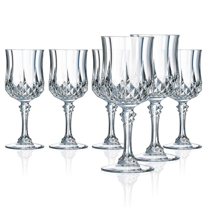 homeprism Pack of 6 Luxury Retro Carved Crystal Glass Goblets Wine Cup Champagne Flutes Cocktail Drinking Bar Restaurant Tools 6220 ml  - Image 1