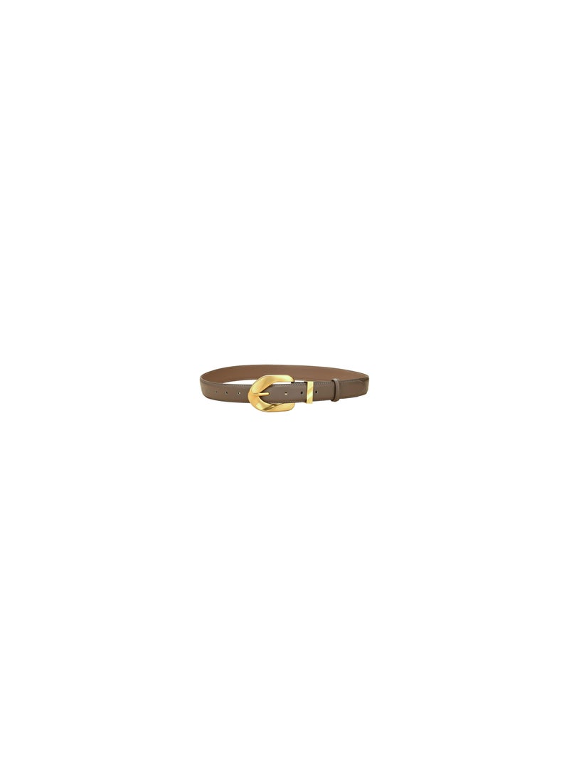 KASTWAVE Women Leather Fashion Vintage Thin Belt, Ladies Retro Belts with Gold Buckle for Jeans Pants Dresses Skirts Sweater, Brown - Image 1