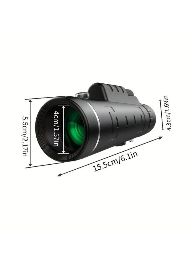 Black Monocular 10x40 HD Manual Focus Built In Compass Portable For Bird Watching - Image 5