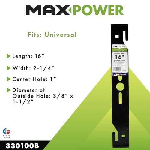 Maxpower 330100 16-Inch Universal Power Rake/Dethatcher Lawn Mower Blade - Image 2