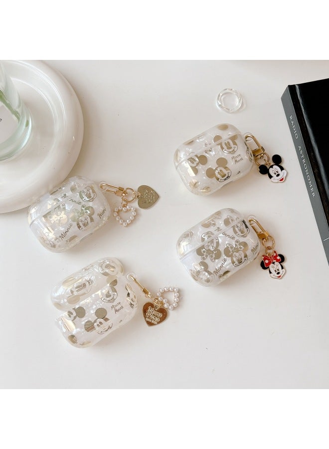 Loquat Suitable For AirPods 4 Headset Protective Cover Cartoon Shell Pattern For Apple1/2/3 Generation Pro2 Bluetooth Pendant Bracelet-Color:Shell Pattern + Love Pendant-Minnie-Model:AirPods (third Generat  - Image 4