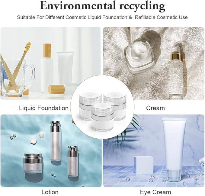HOTUT Cream Jar Vacuum Bottle 50ml Airless Pump Bottle Moisturiser Container Refillable Travel Cream Bottle Portable Cosmetic Container Moisturiser Pump Dispenser AM731PCSRYG50mlFBA